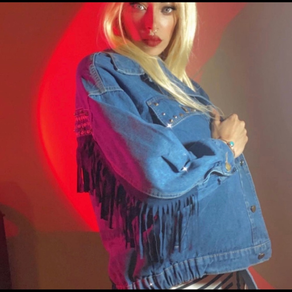 Denim fringe jacket